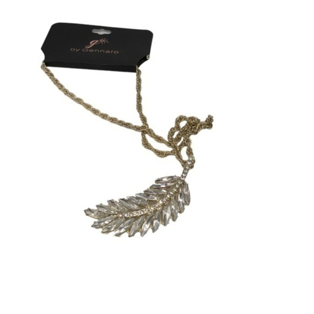 Gennaro rhinestone feather‎ pendant necklace NWT